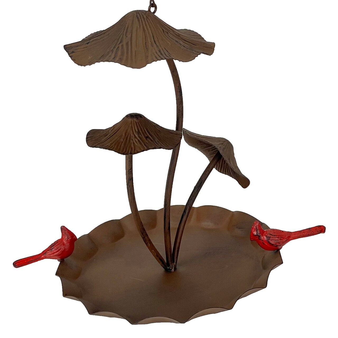 Rustic Brown Triple Mushroom Bird Feeder – Pie Plate Tray, Farmhouse Decor